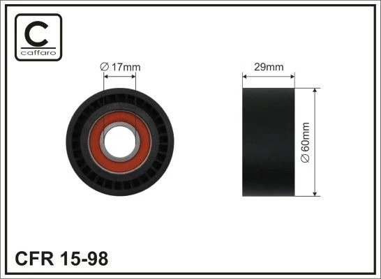 Tensioner Pulley, V-ribbed belt CAFFARO 15-98