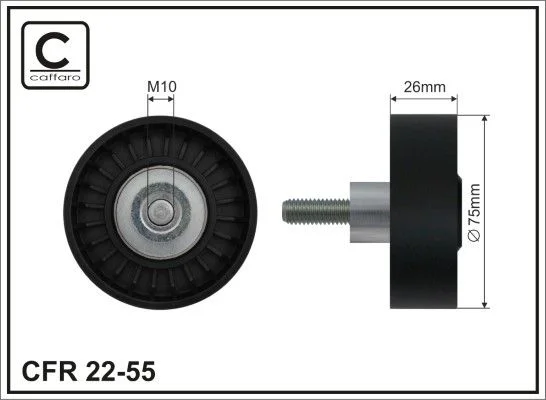 Deflection/Guide Pulley, V-ribbed belt CAFFARO 22-55