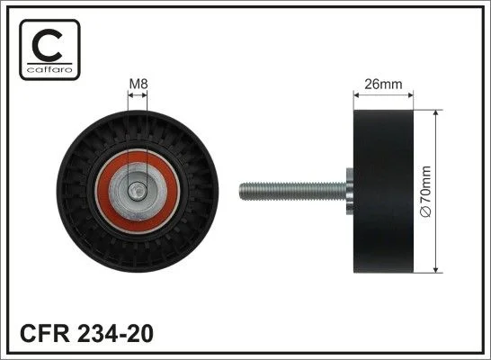 Deflection/Guide Pulley, V-ribbed belt CAFFARO 234-20