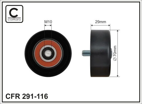 Deflection/Guide Pulley, V-ribbed belt CAFFARO 291-116