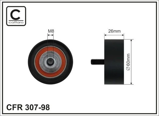 Deflection/Guide Pulley, V-ribbed belt CAFFARO 307-98
