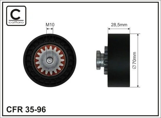 Tensioner Pulley, V-ribbed belt CAFFARO 35-96