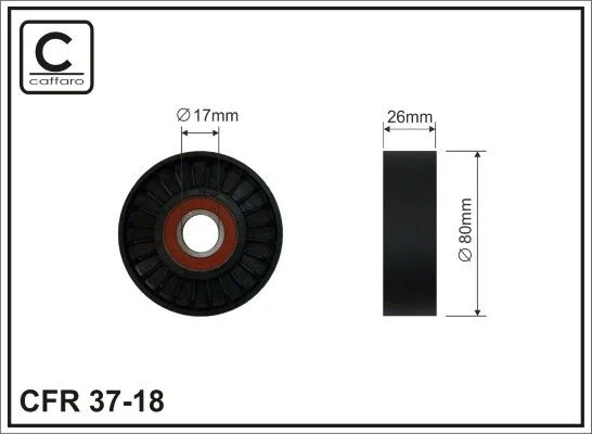 Tensioner Pulley, V-ribbed belt CAFFARO 37-18