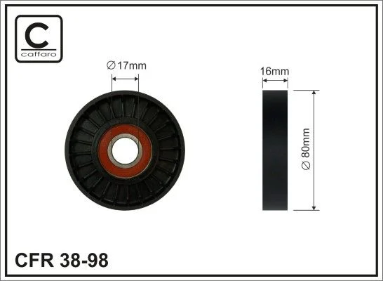 Tensioner Pulley, V-ribbed belt CAFFARO 38-98