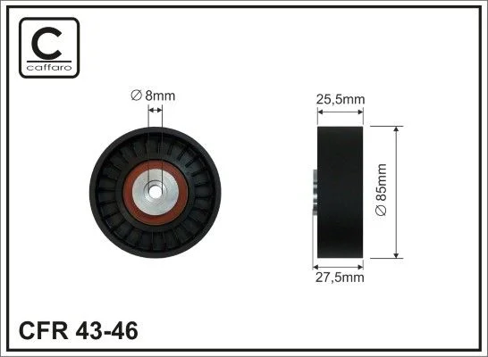 Deflection/Guide Pulley, V-ribbed belt CAFFARO 43-46