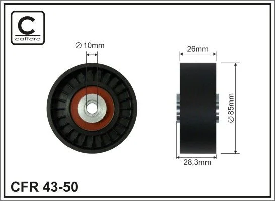 Deflection/Guide Pulley, V-ribbed belt CAFFARO 43-50