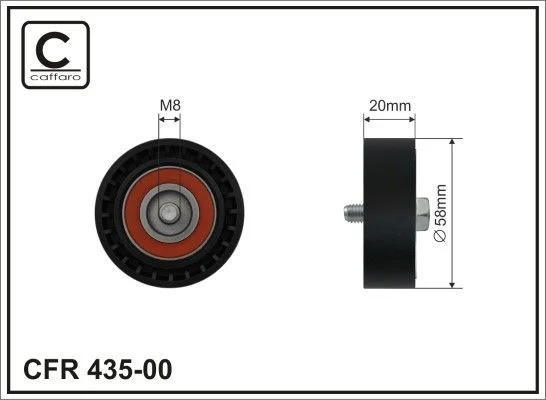 Tensioner Pulley, V-ribbed belt CAFFARO 435-00