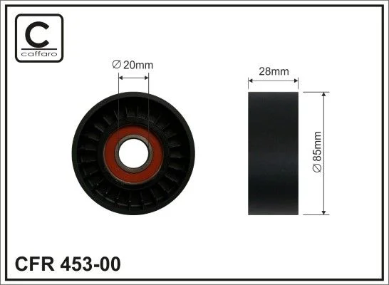 Deflection/Guide Pulley, V-ribbed belt CAFFARO 453-00