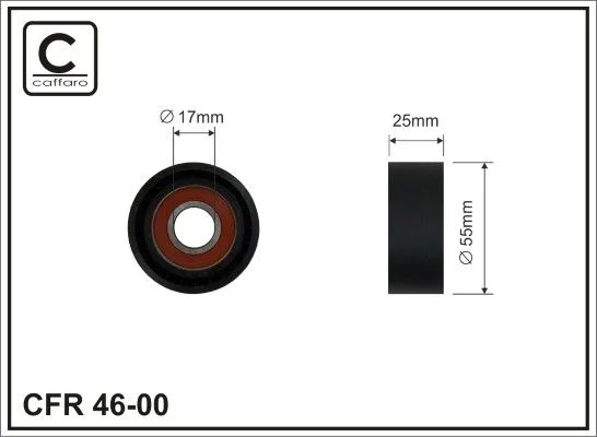 Tensioner Pulley, V-ribbed belt CAFFARO 46-00