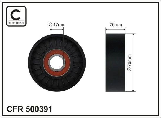 Tensioner Pulley, V-ribbed belt CAFFARO 500391