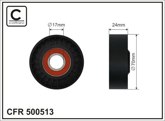 Tensioner Pulley, V-ribbed belt CAFFARO 500513