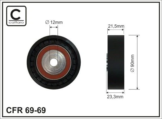 Deflection/Guide Pulley, V-ribbed belt CAFFARO 69-69