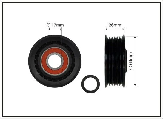 Tensioner Pulley, V-ribbed belt CAFFARO 80-98