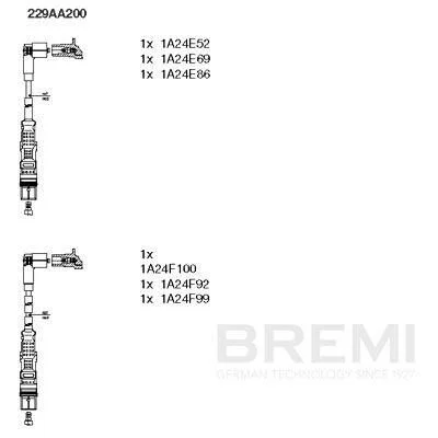 Uždegimo laido komplektas BREMI 229AA200