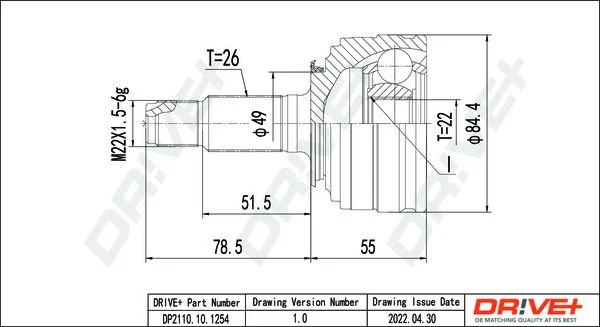 Jungčių komplektas, kardaninis velenas dr!ve+ DP2110.10.1254