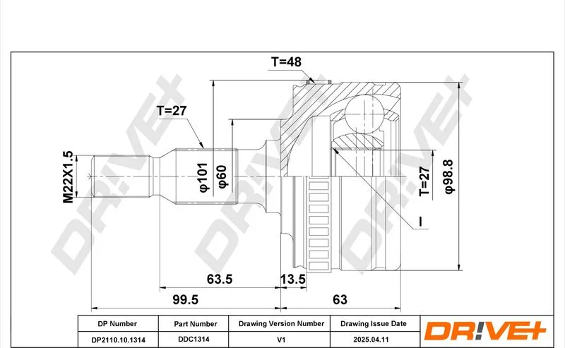 Jungčių komplektas, kardaninis velenas Dr!ve+ DP2110.10.1314