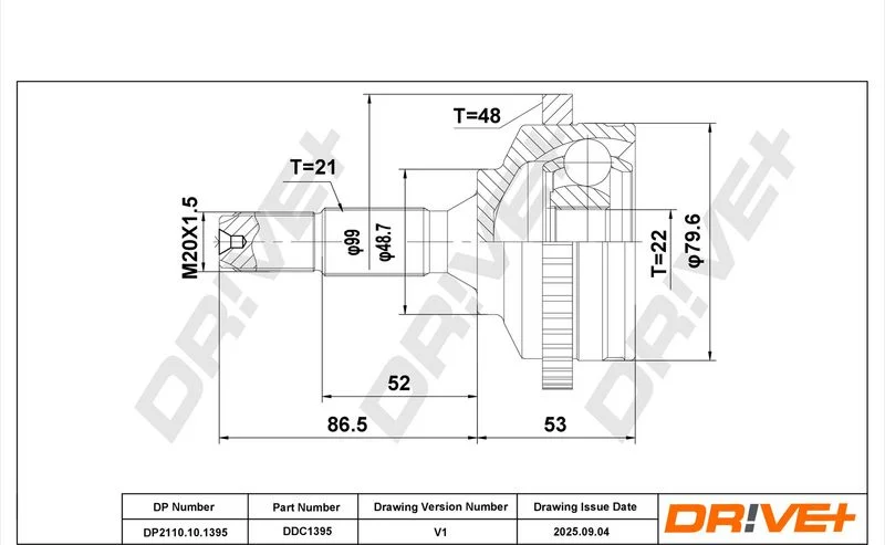 Jungčių komplektas, kardaninis velenas Dr!ve+ DP2110.10.1395