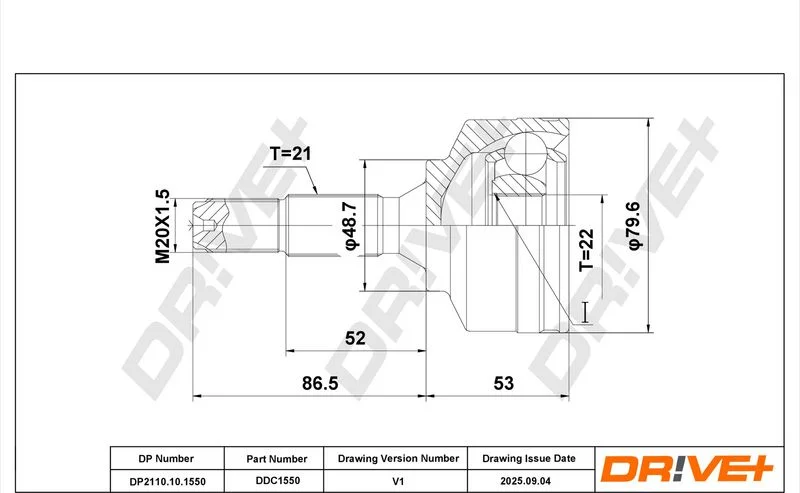 Joint Kit, drive shaft Dr!ve+ DP2110.10.1550