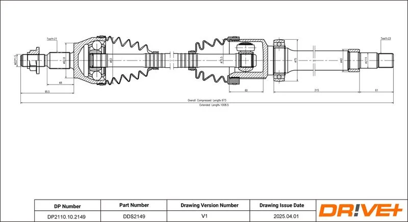 Drive Shaft Dr!ve+ DP2110.10.2149