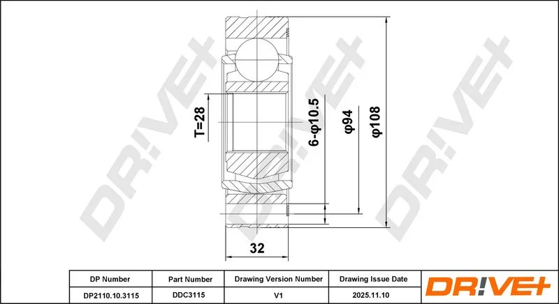 Joint Kit, drive shaft Dr!ve+ DP2110.10.3115