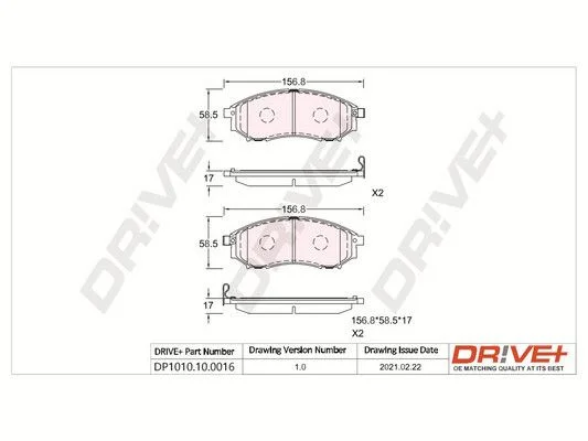 Brake Pad Set, disc brake Dr!ve+ DP1010.10.0016