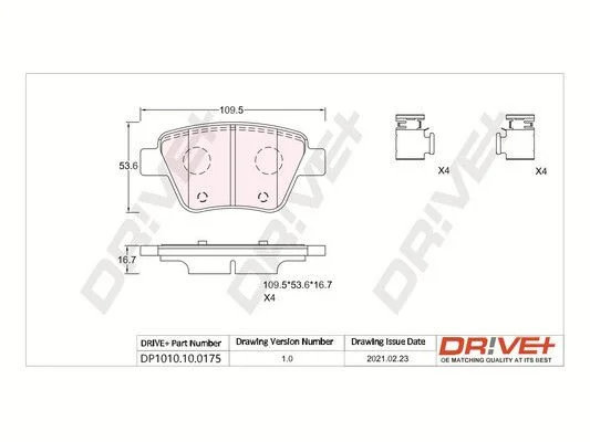 Brake Pad Set, disc brake Dr!ve+ DP1010.10.0175