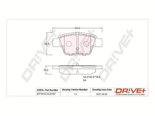 Brake Pad Set, disc brake Dr!ve+ DP1010.10.0197