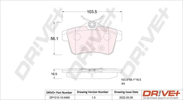 Brake Pad Set, disc brake Dr!ve+ DP1010.10.0469