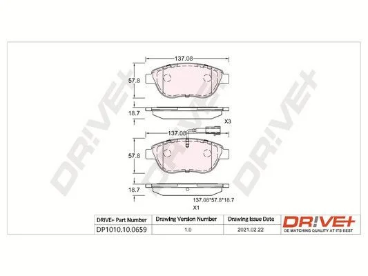 Brake Pad Set, disc brake Dr!ve+ DP1010.10.0659