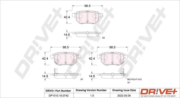 Brake Pad Set, disc brake Dr!ve+ DP1010.10.0742