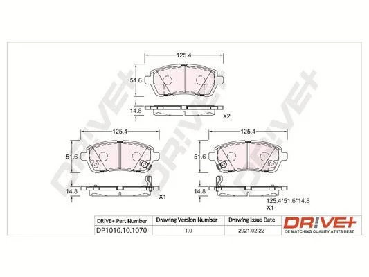 Brake Pad Set, disc brake Dr!ve+ DP1010.10.1070