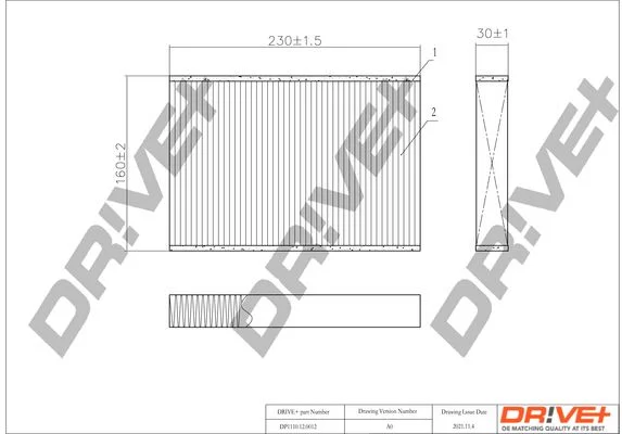 Filter, vzduch v kabíne Dr!ve+ DP1110.12.0012