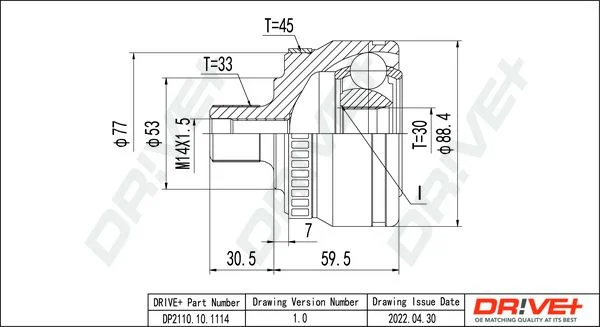 Joint Kit, drive shaft Dr!ve+ DP2110.10.1114