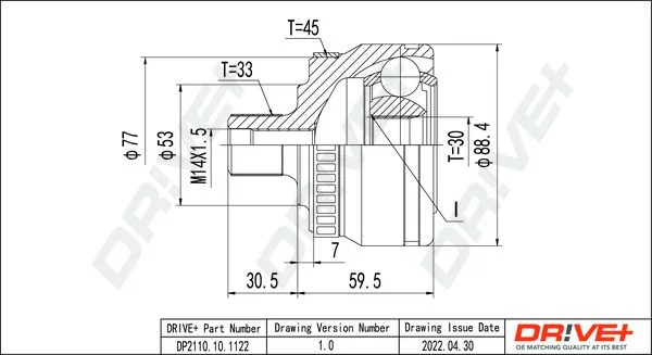 Joint Kit, drive shaft Dr!ve+ DP2110.10.1122