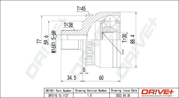 Joint Kit, drive shaft Dr!ve+ DP2110.10.1127