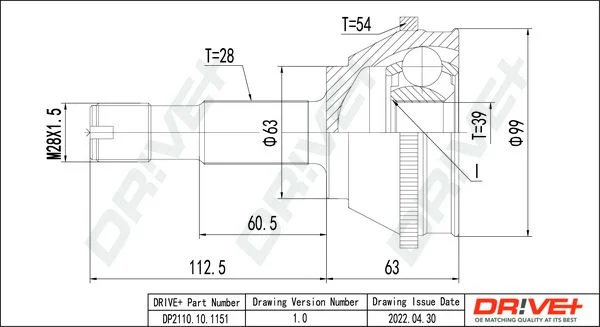 Joint Kit, drive shaft Dr!ve+ DP2110.10.1151