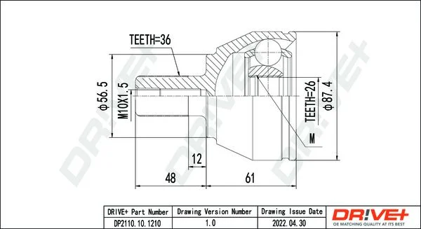 Joint Kit, drive shaft Dr!ve+ DP2110.10.1210