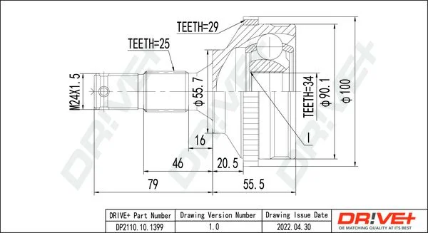 Joint Kit, drive shaft Dr!ve+ DP2110.10.1399