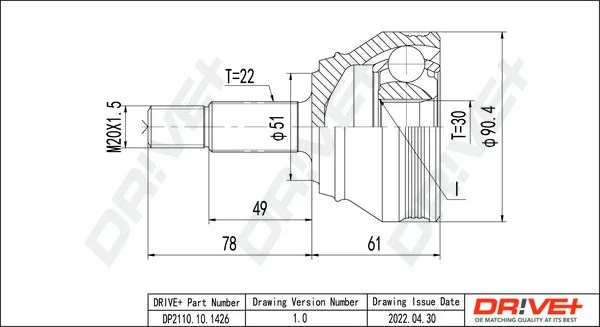 Joint Kit, drive shaft Dr!ve+ DP2110.10.1426