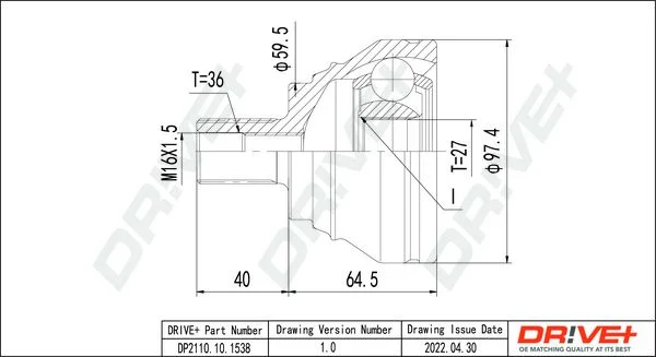 Joint Kit, drive shaft Dr!ve+ DP2110.10.1538
