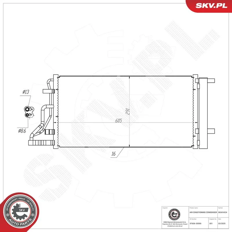 Condenser, air conditioning ESEN SKV 86SKV624