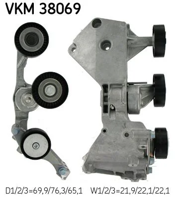 Įtempiklio skriemulys, V formos rumbuotas diržas SKF VKM38069