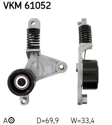 Įtempiklio skriemulys, V formos rumbuotas diržas SKF VKM 61052