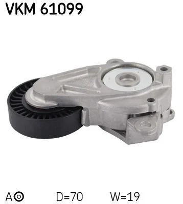 Įtempiklio skriemulys, V formos rumbuotas diržas SKF VKM 61099