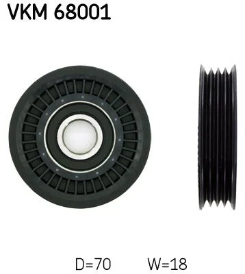 Vratná/vodiaca kladka, rebrovaný klinový remeň SKF VKM 68001