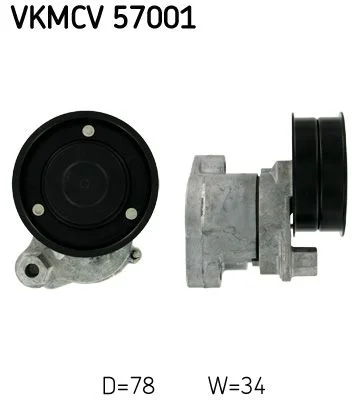 Įtempiklio skriemulys, V formos rumbuotas diržas SKF VKMCV 57001
