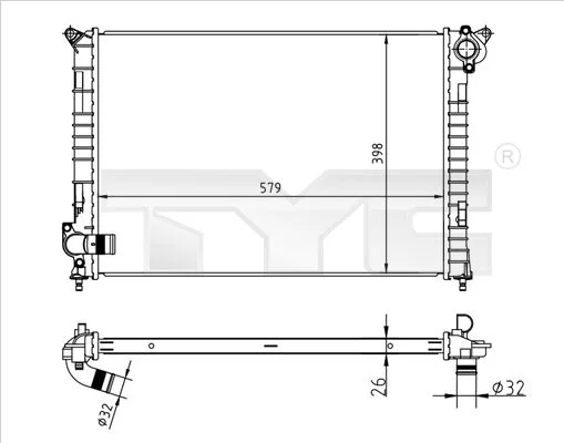 Radiator, engine cooling TYC 722-0001