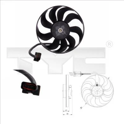 Ventilátor, chladenie motora TYC 837-0001