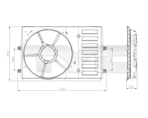 Držiak, ventilátor chladiča TYC 837-0035-1