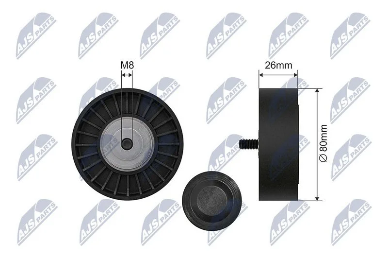 Tensioner Pulley, V-ribbed belt NTY RNK-CT-063